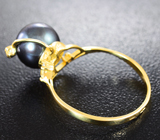 Золотое кольцо с цветным морским жемчугом 5,13 карат и лейкосапфирами! Титановый люстр Золото