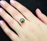 Золотое кольцо с цветным морским жемчугом 5,13 карат и лейкосапфирами! Титановый люстр Золото
