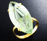 Золотое кольцо с крупным зеленым аметистом авторской огранки 16,82 карат Золото