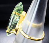 Золотое кольцо с крупным зеленым аметистом авторской огранки 16,82 карат Золото