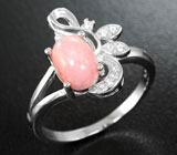 Изящное серебряное кольцо с розовым опалом Серебро 925