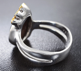 Серебряное кольцо с аммолитом аммонита и цаворитами Серебро 925