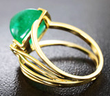 Золотое кольцо с шикарным ярким уральским изумрудом 7,02 карат и бриллиантами Золото