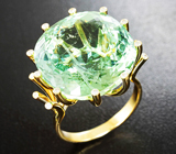 Золотое кольцо с потрясающим турмалином 34,72 карат и бриллиантами Золото