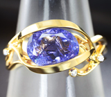 Золотое кольцо с танзанитом 2,7 карат и бриллиантами Золото