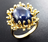 Золотое кольцо с крупным синим сапфиром 13,36 карат Золото
