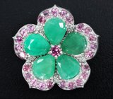 Чудесный серебряный кулон с изумрудами и родолитами Серебро 925