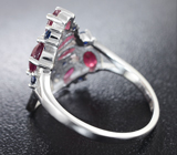 Серебряное кольцо с рубинами и лабораторными сапфирами Серебро 925