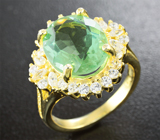 Замечательное серебряное кольцо с ярко-зеленым флюоритом Серебро 925