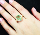 Замечательное серебряное кольцо с ярко-зеленым флюоритом Серебро 925