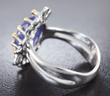 Серебряное кольцо с танзанитом и синим сапфиром Серебро 925