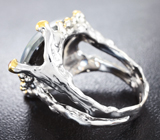 Серебряное кольцо с австралийским триплет опалом и розовыми сапфирами Серебро 925