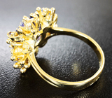 Золотое кольцо с ярким танзанитом топового цвета 4,13 карат и бриллиантами Золото
