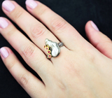 Серебряное кольцо с жемчужиной барокко и розовыми сапфирами Серебро 925