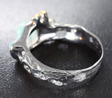 Серебряное кольцо с кристаллическим эфиопским опалом и сапфирами