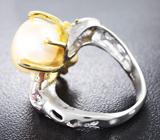 Серебряное кольцо с жемчугом и разноцветными сапфирами Серебро 925