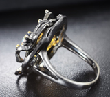 Серебряное кольцо с кристаллическими эфиопскими опалами и синими сапфирами Серебро 925