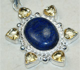 Кулон с лазуритом и цитринами Серебро 925