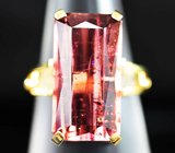 Кольцо с крупным оранжевато-красным турмалином