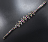 Черненый серебряный браслет с разноцветными сапфирами Серебро 925