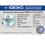 Paraiba tourmaline with rutile (Параиба турмалин) 0,86 карат Не указан