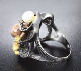 Серебряное кольцо с жемчугом и аметистом Серебро 925