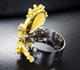 Серебряное кольцо с желтыми опалами, цитрином, синим и золотистыми сапфирами Серебро 925