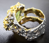 Серебряное кольцо с пренитом и аметистами Серебро 925
