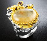 Серебряное кольцо с рутиловым кварцем и мозамбикскими гранатами Серебро 925