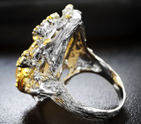 Серебряное кольцо с рутиловым кварцем и мозамбикскими гранатами Серебро 925