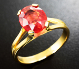 Золотое кольцо с ярким оранжевым сапфиром 3,13 карат Золото