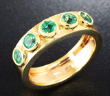 Золотое кольцо с яркими уральскими изумрудами 0,74 карат Золото