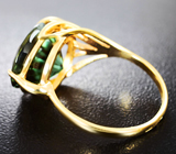 Золотое кольцо с крупным зеленым турмалином 7,47 карат и бриллиантами Золото