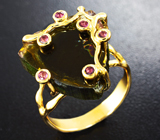 Золотое кольцо со слайсом полихромного турмалина 13,68 карат Золото
