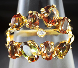 Золотое кольцо с андалузитами 2,76 карат и бриллиантом Золото