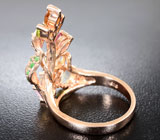 Чудесное серебряное кольцо с кристаллическими опалами, разноцветными турмалинами и цаворитами Серебро 925