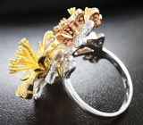 Впечатляющее серебряное кольцо-цветок Серебро 925