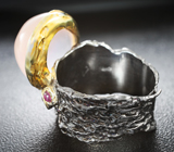 Серебряное кольцо с розовым кварцем и родолитами Серебро 925