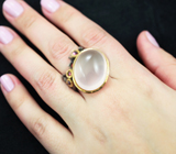 Серебряное кольцо с розовым кварцем и родолитами Серебро 925