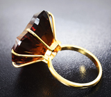 Золотое кольцо с коньячным цитрином авторской огранки 38,2 карат Золото