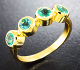 Золотое кольцо с яркими уральскими изумрудами 0,91 карат Золото