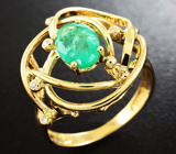 Золотое кольцо с замбийским изумрудом 1,23 карат и бриллиантами Золото