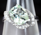 Чудесное серебряное кольцо с зеленым аметистом Серебро 925