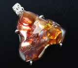 Серебряный кулон с мексиканским огненным агатом Серебро 925