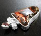 Серебряный кулон с мексиканским огненным агатом и мозамбикским гранатом Серебро 925