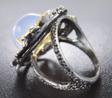 Серебряное кольцо с халцедоном, аметистами и перидотами