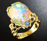 Золотое кольцо с превосходным кристаллическим опалом 8,48 карат и бриллиантами Золото