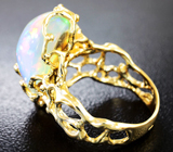 Золотое кольцо с превосходным кристаллическим опалом 8,48 карат и бриллиантами Золото