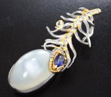 Серебряный кулон с лунным камнем и синими сапфирами Серебро 925