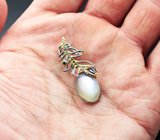 Серебряный кулон с лунным камнем и синими сапфирами Серебро 925